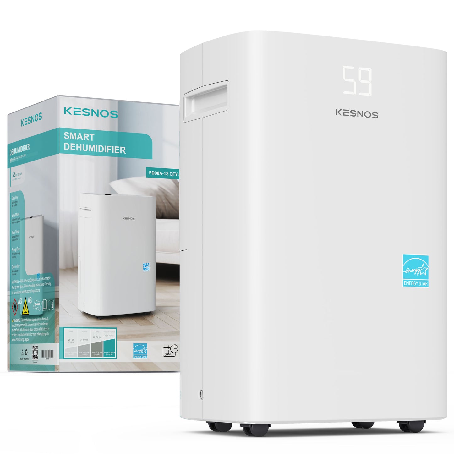 50 Pints Home Dehumidifier |4,500 Sq. Ft. Coverage | ENERGY STAR