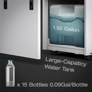 155 Pint Commercial Dehumidifier with 6.56ft Drain Hose and 1.32 Gallon Water Tank for Basement