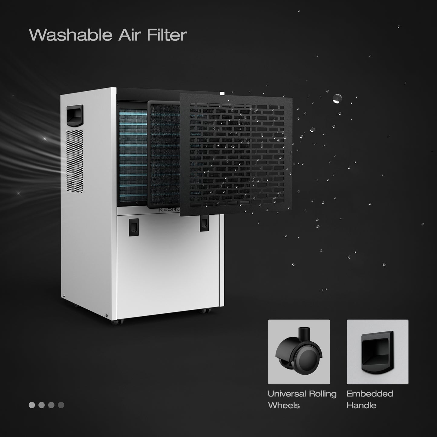 155 Pint Commercial Dehumidifier with 6.56ft Drain Hose and 1.32 Gallon Water Tank for Basement