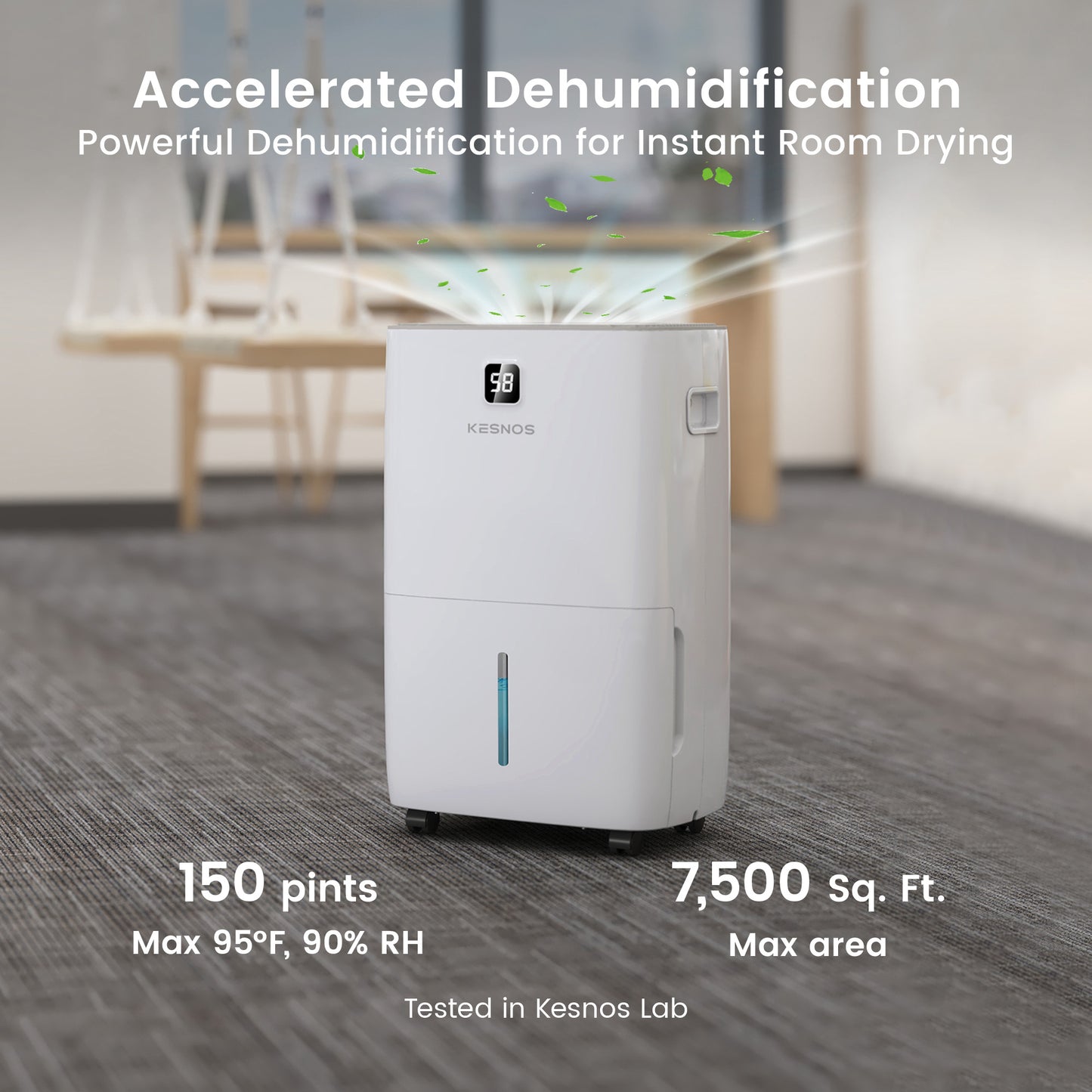 150 Pints Large Dehumidifier | 7,500 Sq. Ft. Coverage | ENERGY Efficient