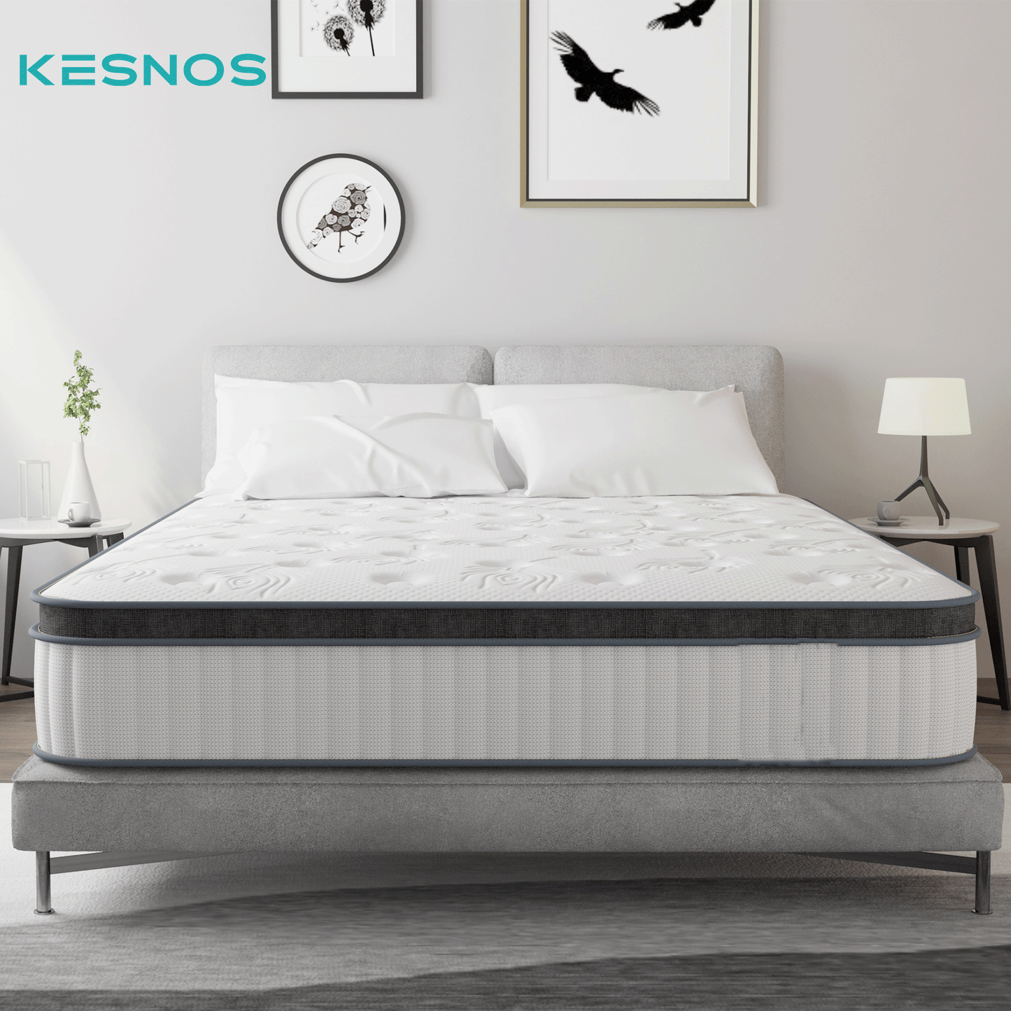 Kesnos Spring Mattress – Comfortable & Supportive Innerspring Mattress for Home, Bedroom, or Guest Use, Durable Design for Restful Sleep