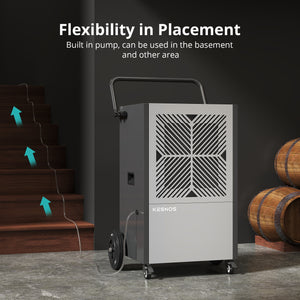 216 Pints Commercial Dehumidifier with Pump & Drain Hose – 24 Hr Timer for Spaces Up to 8,500 Sq. Ft. – Ideal for Basements & Industrial Use