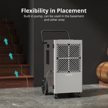 Load image into Gallery viewer, 155 Pints Commercial Dehumidifier with Pump &amp; Drain Hose – For Spaces Up to 7,500 Sq. Ft. – Ideal for Basements &amp; Industrial Use