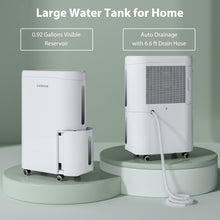 Load image into Gallery viewer, 4500 Sq. Ft Large Dehumidifier for Home and Basement with 6.56ft Drain Hose and 0.92 Gallon Large Water Tank, 24Hr Timer and Auto Defrost Ideal for Large Sized Rooms, Bedrooms, Laundry Rooms