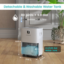 Load image into Gallery viewer, 80 Pints Energy Star Dehumidifier for Home &amp; Basement, Drain Hose, LED Display, 1.06 Gal Tank, Auto Defrost &amp; Timer - Ideal for Spaces up to 5,500 Sq. Ft.