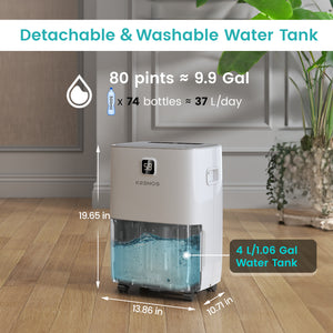 80 Pints Energy Star Dehumidifier for Home & Basement, Drain Hose, LED Display, 1.06 Gal Tank, Auto Defrost & Timer - Ideal for Spaces up to 5,500 Sq. Ft.