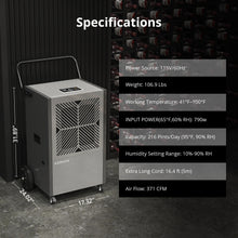 Load image into Gallery viewer, 216 Pints Commercial Dehumidifier with Pump &amp; Drain Hose – 24 Hr Timer for Spaces Up to 8,500 Sq. Ft. – Ideal for Basements &amp; Industrial Use