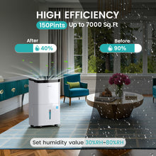 Load image into Gallery viewer, 150 Pints Energy Star Dehumidifier with Drain Hose for Up to 7,000 Sq. Ft - Ideal for Basements, Homes &amp; Offices, Self-Drying