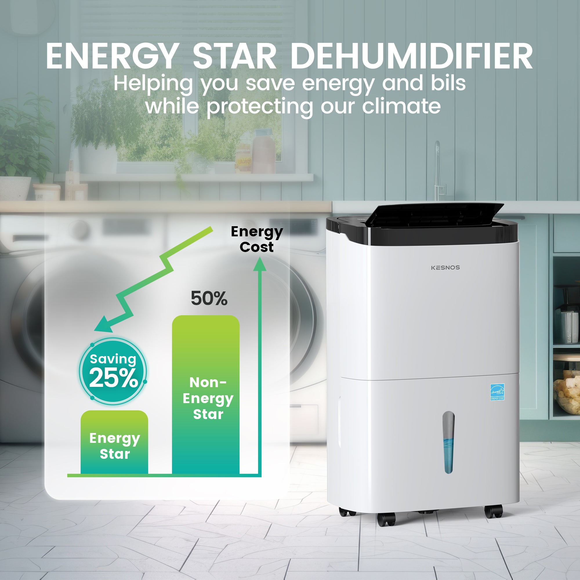 Kesnos 50 Pints Home Dehumidifiers for Damp Room