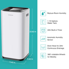 Load image into Gallery viewer, Kesnos 70 Pint Dehumidifiers for Spaces up to 4500 Sq Ft at Home and Basements PD253D,White