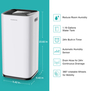 Kesnos 70 Pint Dehumidifiers for Spaces up to 4500 Sq Ft at Home and Basements PD253D,White