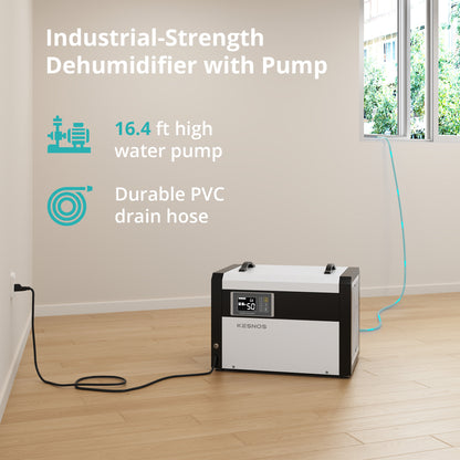 158 Pints Large Commercial Dehumidifier with Pump and Drain Hose for Spaces up to 7500 Sq. Ft.