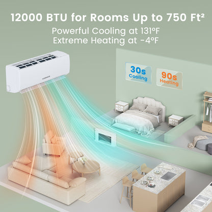 Kesnos 12,000 BTU Ductless Mini Split Air Conditioner & Heater