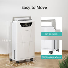 Load image into Gallery viewer, 2500 Sq. Ft Large Dehumidifier for Home and Basement with 6.56ft Drain Hose and Front Water Tank, 24Hr Timer and Auto Defrost Ideal for Large and Medium Sized Rooms, Bedrooms, Laundry Rooms