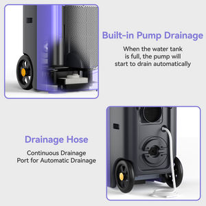 180 Pints Commercial Dehumidifiers for Large Room or Basements up to 7,000 Sq. Ft, Industrial Large Dehumidifier with Pump and Drain Hose, Powerful Compressor Fast Draw Air (Model: PDGT701BC)