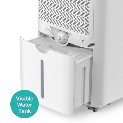 2500 Sq. Ft. Dehumidifier for Home with Drain Hose & 0.6 Gal Tank - Low Noise, Touch Control & 24 Hr Timer for Basements, Bedrooms & Laundry