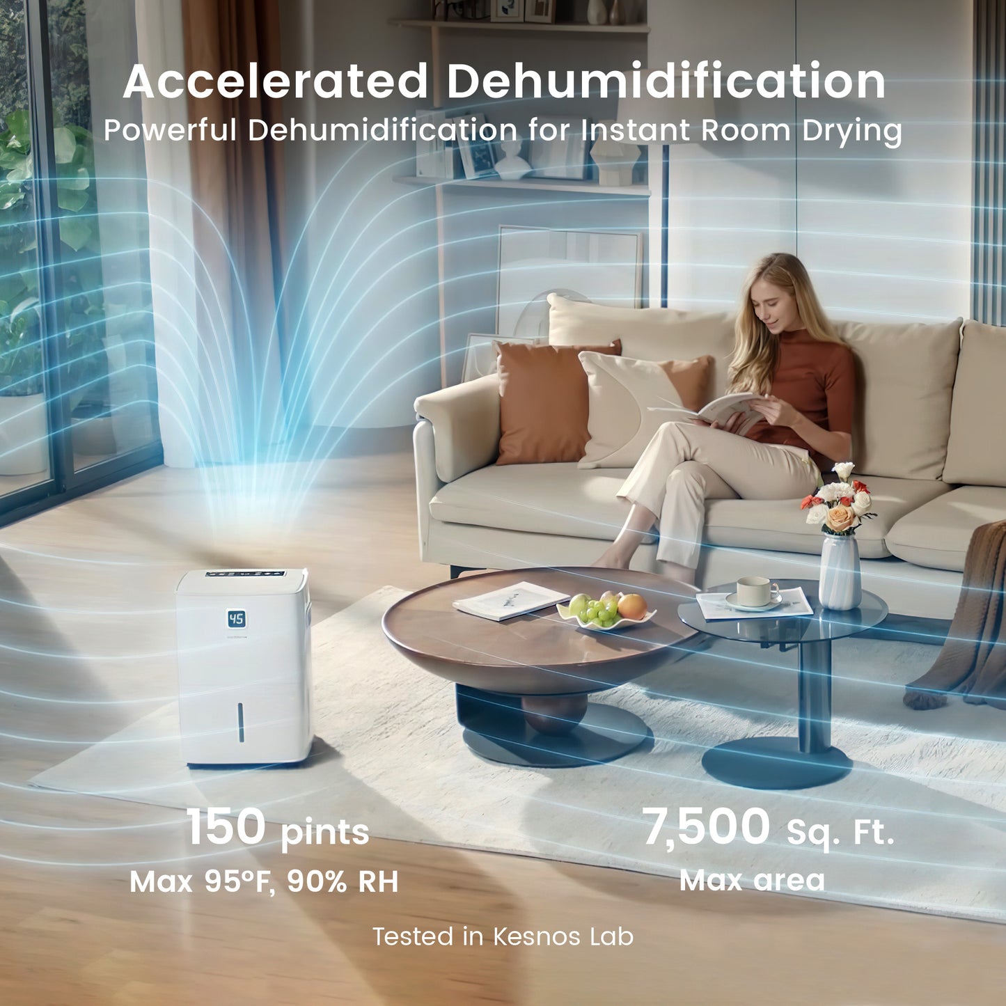 150 Pints Large Dehumidifier | 7,500 Sq. Ft. Coverage | ENERGY Efficient